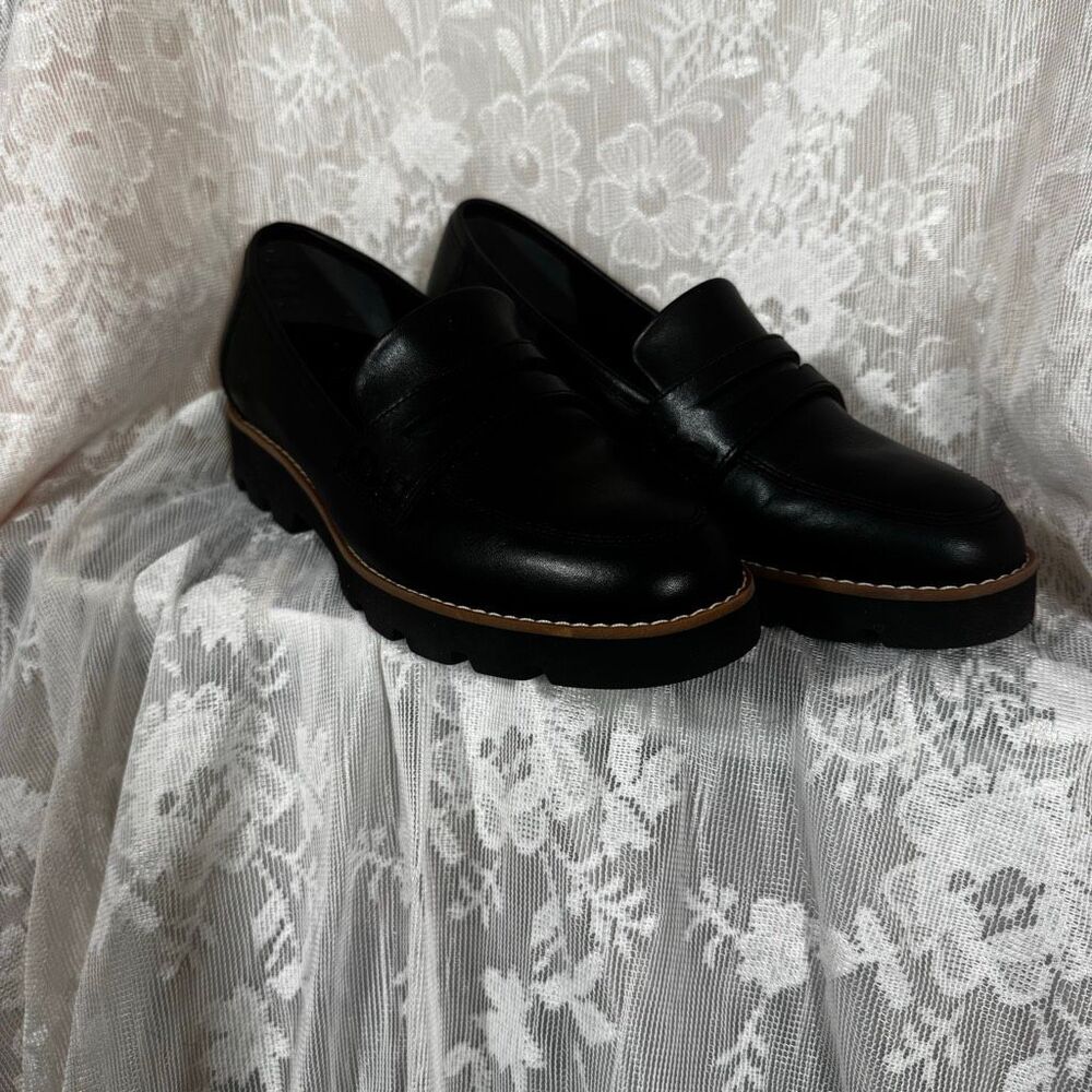 Vionic Cheryl II Black Leather Lug Sole Penny Loafer | Size US 6 / EU 36 | APMA